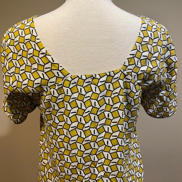 Zara Basic Yellow Geometric Square Blouse Top - Picture 7 of 8